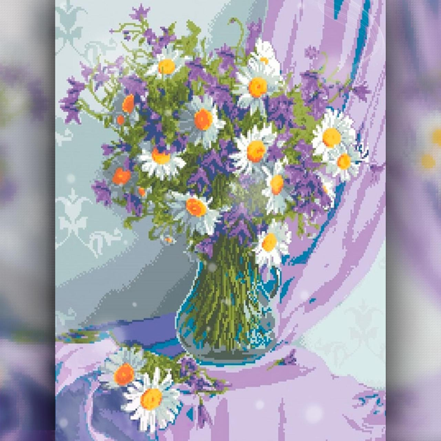 Алмазная вышивка The Wortex Diamonds Ваза с ромашками 40x50 (TWD10036L ...