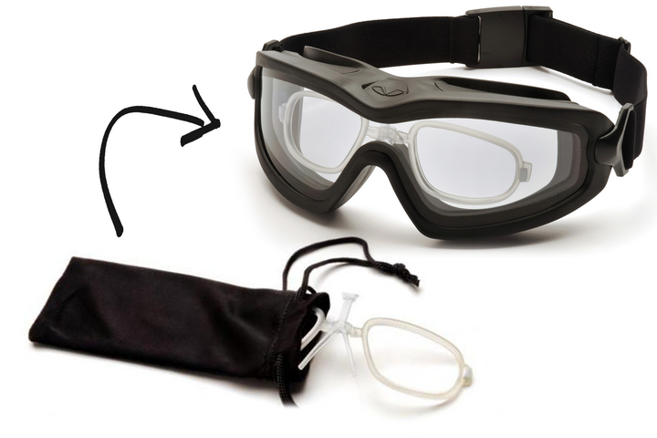 Тактичні окуляри-маска з діоптрійною вставкою в комплекті Pyramex V2G-XP (clear) (insert) прозорі - зображення 1