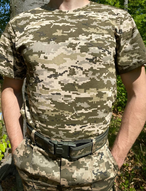 Футболка військова Cotton 100% Military піксель зелена ЗСУ розмір M - зображення 1