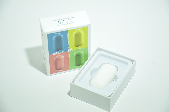 inPods i18 White Macarom Bluetooth V5.0