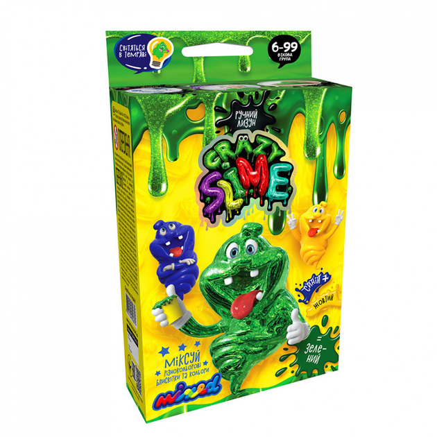 Дитячий набір для створення лизуна "Crazy Slime" SLM-02, 4 види Зелений Danko Toys SLM-02-01U - Фото 1 Дитячий набір для створення лизуна "Crazy Slime" SLM-02, 4 види Зелений Danko Toys SLM-02-01U - зображення 1