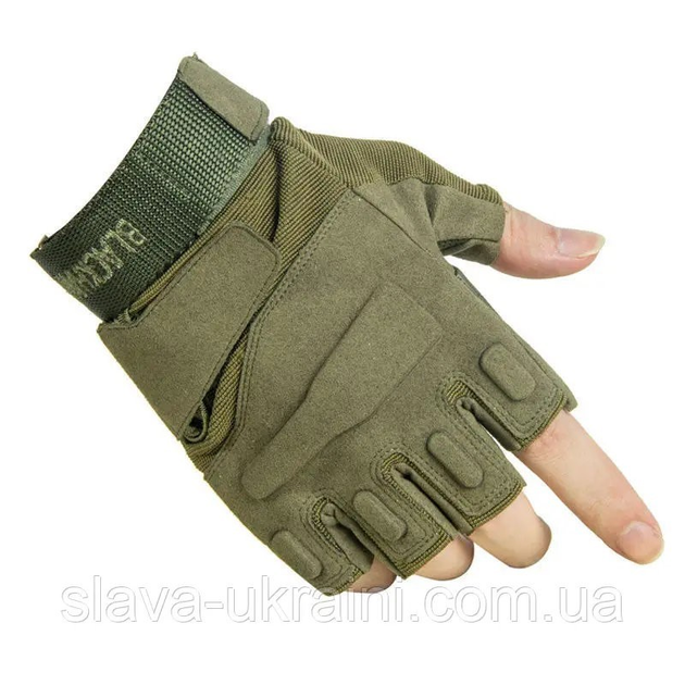 Перчатки тактические без пальцев COMBAT размер XL армейские цвет хаки штурмовые летние - изображение 1