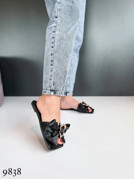 Женские шлёпки Sweet Shoes Эко кожа (9838) 38 24.5 см Черные - изображение 3