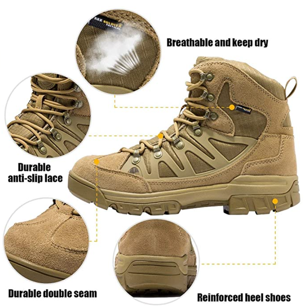 Берці FREE SOLDIER, дихаюче вуличне похідне взуття, тактичні армійські черевики, військові черевики р.43 - зображення 2