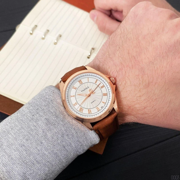Наручные часы Yazole Quartz 336 N Cuprum-White-Brown - изображение 3