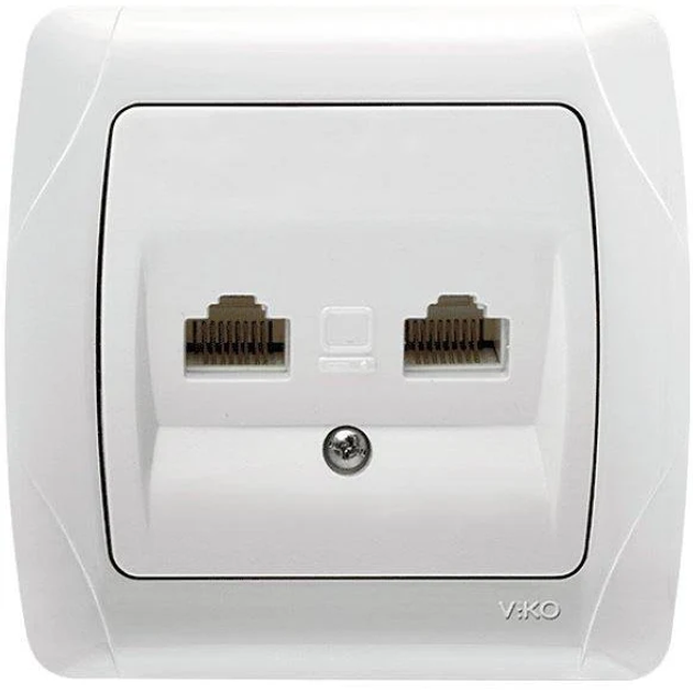 Розетка компьютерная RJ45 CAT5e двойная внутренняя VIKO Carmen Белая ...