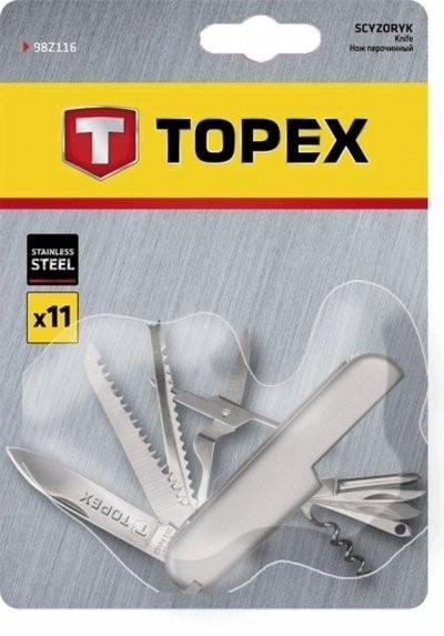 Нож перочинный складной TOPEX 98Z116, 11 функций, нержавеющая сталь, 125мм - изображение 2