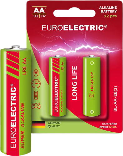 Батарейки щелочные Euroelectric AA LR6 1.5 V blister 2 шт (BL-AA-EE(2)) - Фото 1 Батарейки щелочные Euroelectric AA LR6 1.5 V blister 2 шт (BL-AA-EE(2)) - изображение 1