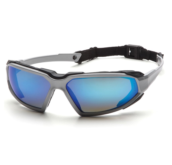 Очки защитные с уплотнителем (тактические) Pyramex Highlander Silver (ice blue mirror) Anti-Fog, синие зеркальные - изображение 1