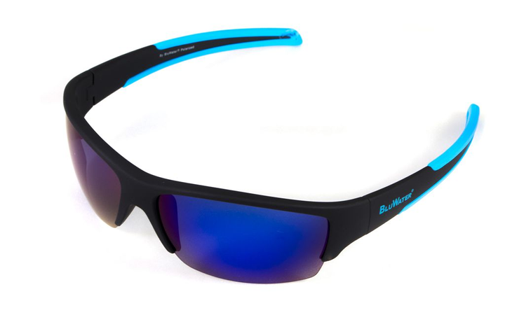 Очки поляризационные BluWater Daytona-2 Polarized (G-Tech blue), синие зеркальные в чёрно-голубой оправе - изображение 2