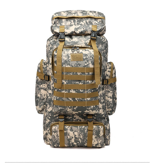 Рюкзак тактичний дорожній армійський для кемпінгу камуфляжний сірий 80 літрів - зображення 1