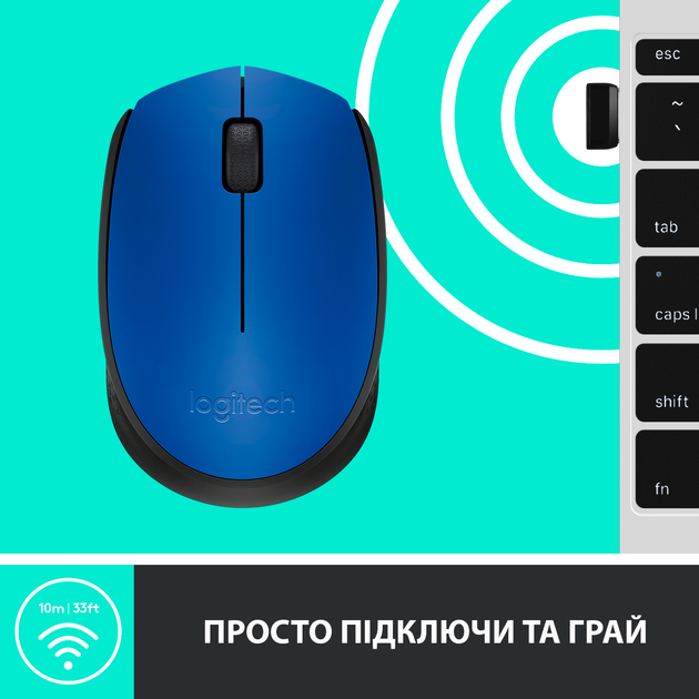 Миша Logitech M171 Wireless Black/Blue (910-004640) - зображення 6