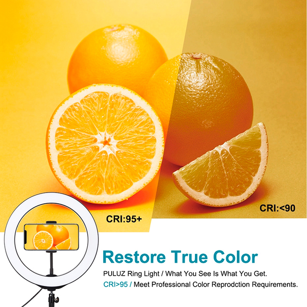 Кільцева USB LED-лампа Puluz PKT3035 10" + штатив 1.1 м - зображення 6