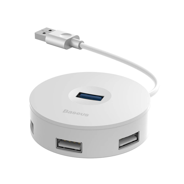 USB-Хаб Baseus Round Box HUB Adapter (USB to 4USB) White с кабелем 10 ...
