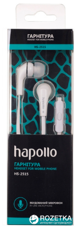 Проводные наушники гарнитура Hapollo HS-2515 Белые - Фото 2 Проводные наушники гарнитура Hapollo HS-2515 Белые - изображение 2