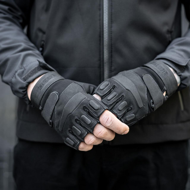 Тактические перчатки,беспалые, без накладки, Black XL - изображение 1