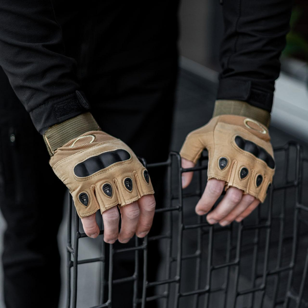 Тактичні рукавички, безпалі, з накладкою, Cayote XXL - зображення 1