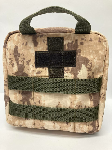 Подсумок аптечка тактическая 18*17*7 см, MOLLE System, CORDURA COYOTE 1000D - изображение 2