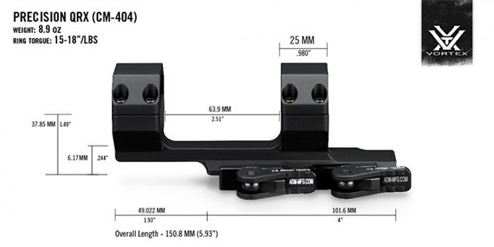 Быстросъемное крепление-моноблок Vortex Precision Extended Cantilever QR. d - 30 мм. Extra Hight. Picatinny - изображение 2