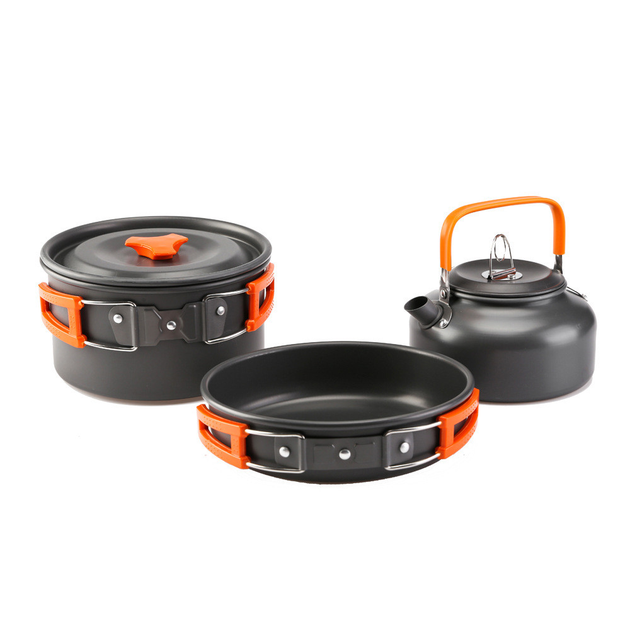 Набор туристической посуды Cooking Set DS-308, оранжевые ручки – фото ...