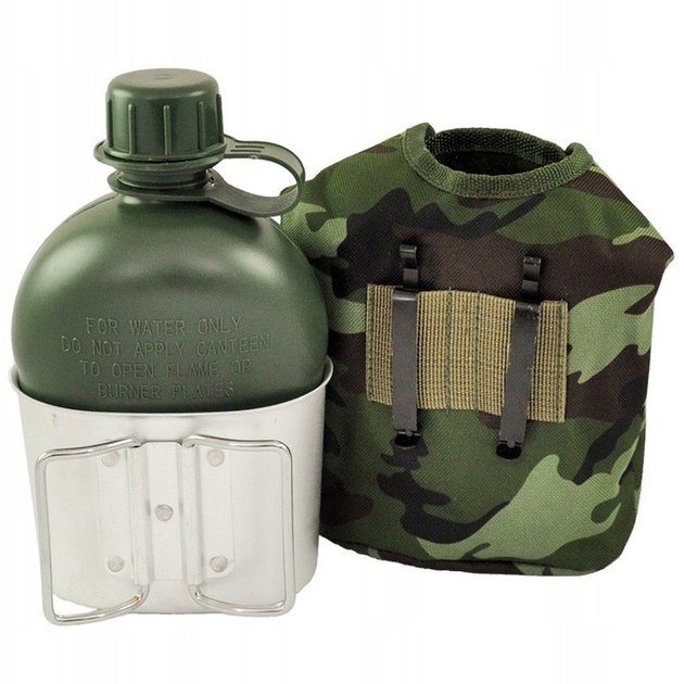 Фляга военная с термокрышкой Mil-tec 1 л + кружка алюминий - изображение 1