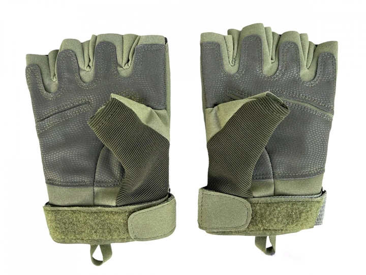 Тактические перчатки с открытыми пальцами военные перчатки цвет олива размер L 1 пара - изображение 2