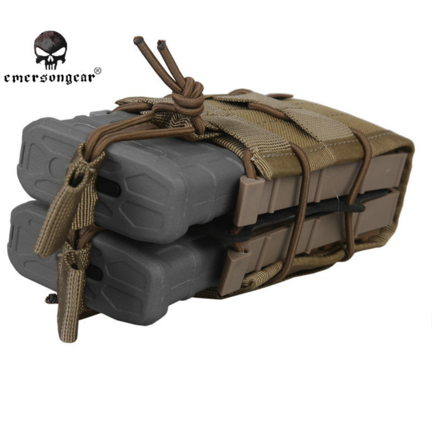 Подсумок Колчан Двойной под магазины АК открытый Emersongear Cordura 500D с системой MOLLE Койот EM6035I - изображение 2