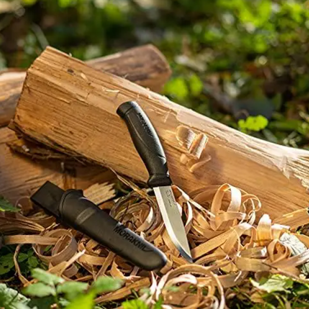 Нож походный туристический MORA Morakniv Companion Black для выживания кемпинга и для дома нескладной из нержавеющей стали с ножнами на ремень - изображение 2