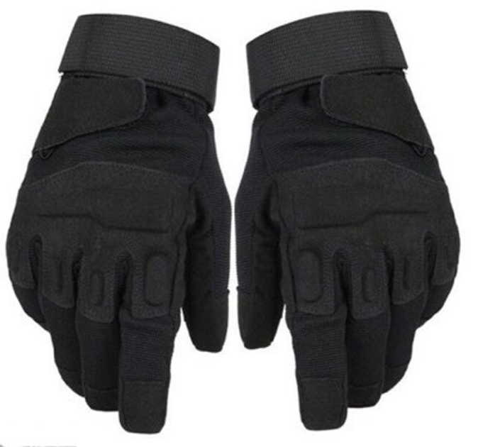Тактичні рукавички із закритими пальцями літні з кісточками Чорні - зображення 1