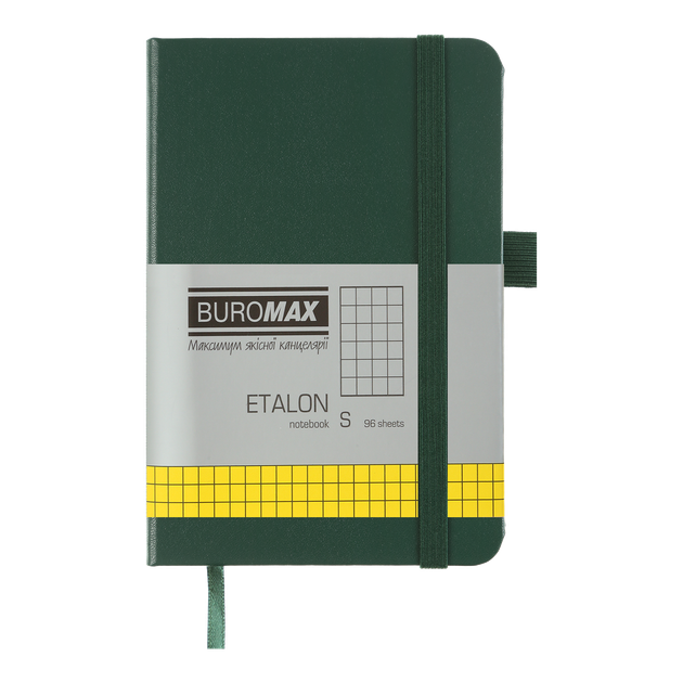Книга записна Buromax Etalon 95х140мм 96 аркушів у клітинку обкладинка зі штучної шкіри зелений (BM.296160-04) - Фото 1 Книга записна Buromax Etalon 95х140мм 96 аркушів у клітинку обкладинка зі штучної шкіри зелений (BM.296160-04) - зображення 1