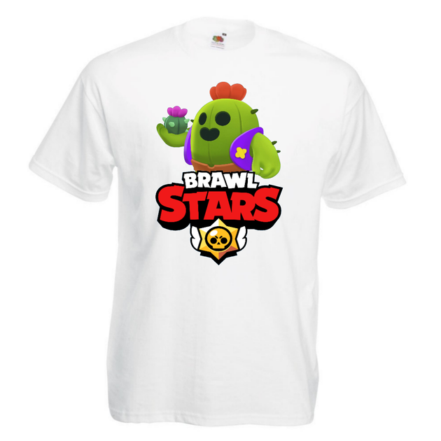 Футболка дитяча Бравл Старс Спайк (Brawl Stars Spike) біла 152 см - Фото 1 Футболка дитяча Бравл Старс Спайк (Brawl Stars Spike) біла 152 см - зображення 1