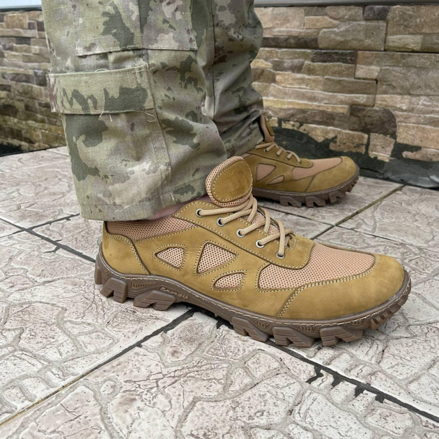 Кросівки чоловічі тактичні літні сітка ЗСУ (ЗСУ) 7105 44 р 28,5 см коричневі - зображення 1