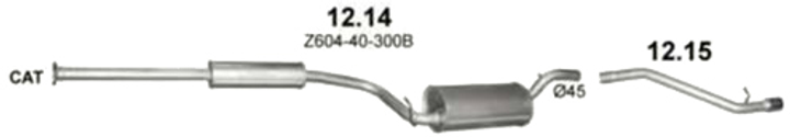 Глушник POLMO Mazda 3 1.4i-16V, 1.6i-16V 06/03-12/08 (12.14)-(858738) (Polmo-12.14) - зображення 1