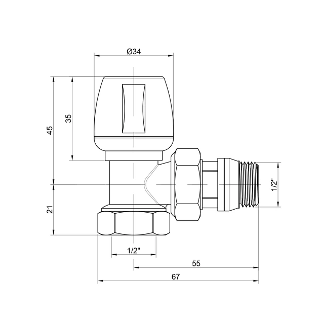 Кран радиаторный Icma 1/2\" с антипротечкой угловой №803+940 – низкие ...