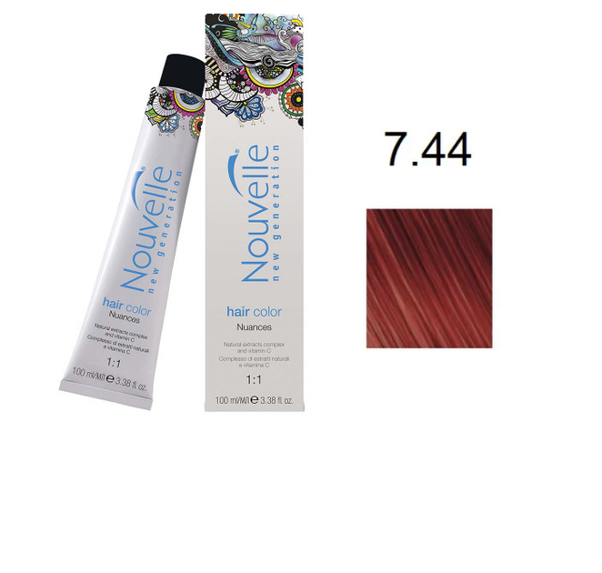 Краска для волос Nouvelle Hair Color 7.44 яркий медно-русый 100 мл от ...