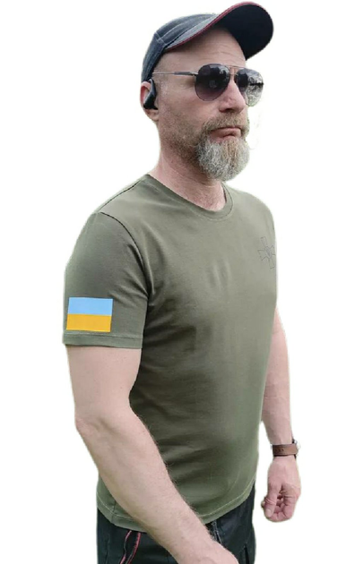 Военная футболка с эмблемой ВСУ и флагом Украины Размер L 50 хаки 120162 - изображение 2