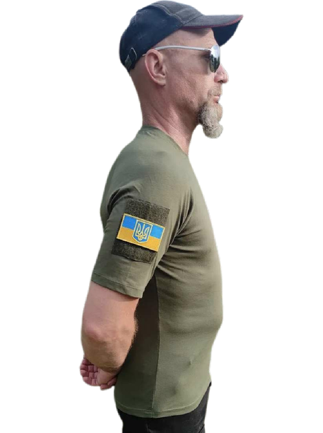 Военная футболка с шевронами герба и флага Украины Размер XL 52 хаки 120164 - изображение 2