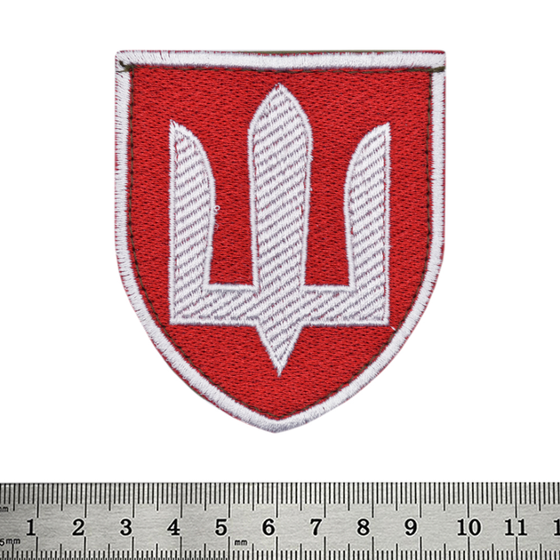 Нашивка на липучці ЗСУ (білий Тризуб, червона) - зображення 2