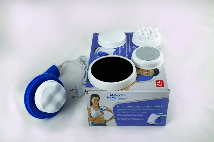 Масажер для тіла Біло Фіолетовий вібромасажер для схуднення 5 насадок - зображення 12