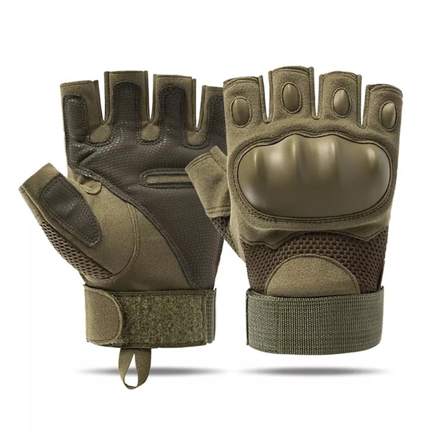 Тактические перчатки Jungle Storm (полупальцы) L, зеленые - изображение 1