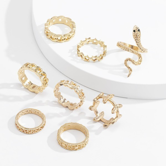 Кольца набор "Gold Snake", набор колец 8 штук от продавца: FAMOUS CARE ...