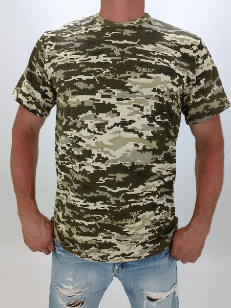 Мужская тактическая футболка камуфляж пиксель р.52 Зеленый (13914640-4) - изображение 1