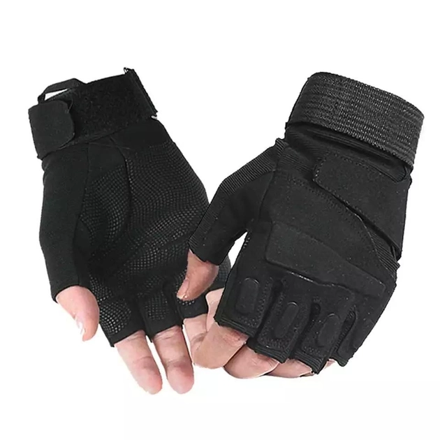 Безпальні тактичні рукавички Тактичні рукавички без пальців Розмір XL Чорний - зображення 2