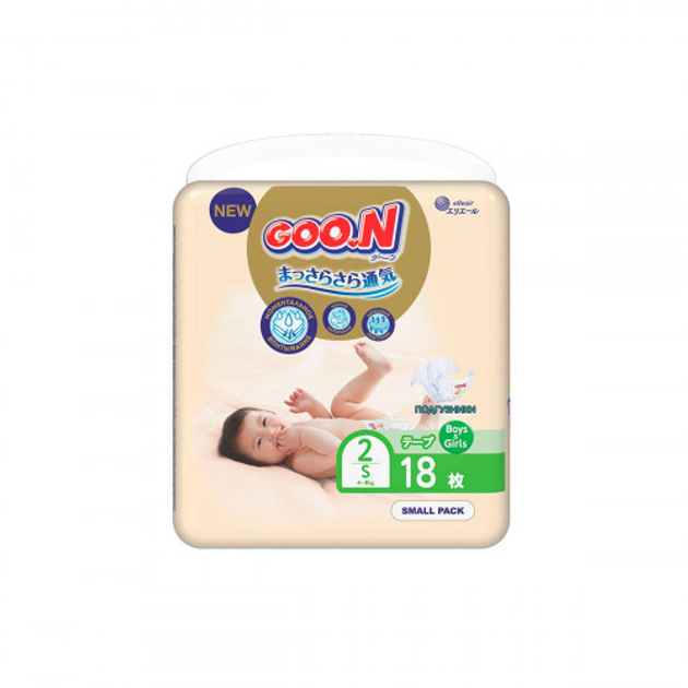 Подгузники GOO.N Premium Soft для детей 4-8 кг (размер 2(S), на ...