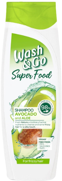 Акція на Шампунь Wash&Go SuperFood Авокадо і Алое для неслухняного волосся 400 мл від Rozetka