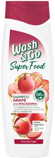 Акція на Шампунь Wash&Go SuperFood Виноград і Макадамія для сухого волосся 400 мл від Rozetka