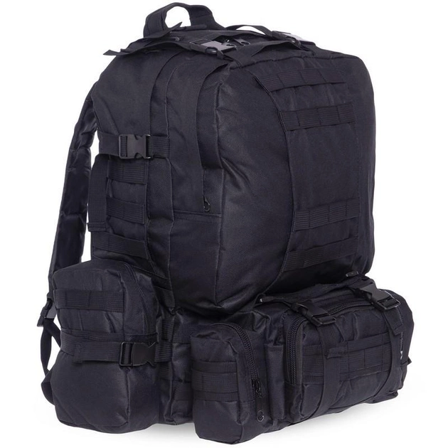Рюкзак тактический рейдовый с подсумками Zelart 7100 50 литров Black - изображение 1