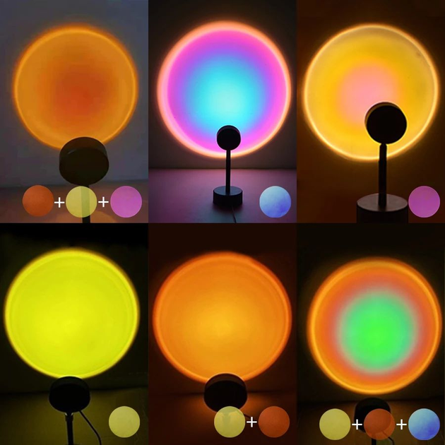 Проекційна лампа Sunset Lamp RGB різні кольори з пультом USB led Lamp ...