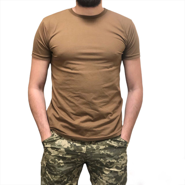 Армейская тактическая мужская футболка зсу однотонная койот размер L 50-52 - изображение 1