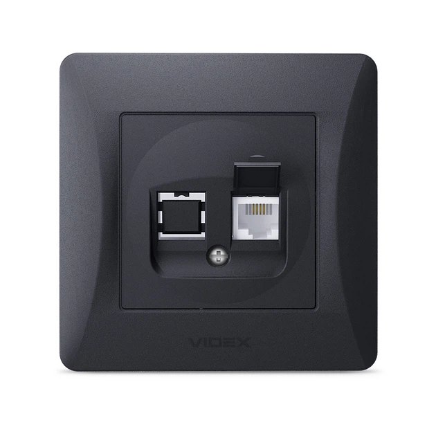 Розетка CAT3 одинарная телефонная черный графит VIDEX BINERA, VF ...